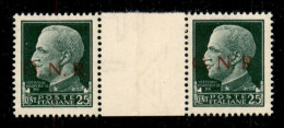 RSI - G.N.R. Brescia - 1943 - 25 Cent (474/I) - Coppia Orizzontale Con Interspazio Al Centro - Gomma Integra - Andere & Zonder Classificatie