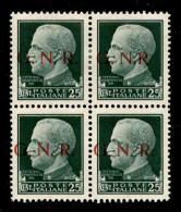 RSI - G.N.R. Brescia - 1943 - 25 Cent (474/I) In Quartina - R Accostato A N (474/Il) In Alto A Destra - Sonstige & Ohne Zuordnung