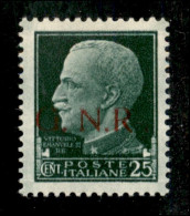 RSI - G.N.R. Brescia - 1943 - 25 Cent (474/I L) - R Accostato A N - Gomma Originale - Sonstige & Ohne Zuordnung