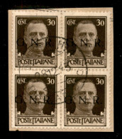 RSI - G.N.R. Brescia - 1943 (28 Dicembre) - 30 Cent (475/I) - Quartina Usata Su Frammento - Sonstige & Ohne Zuordnung