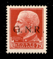 RSI - G.N.R. Brescia - 1943 - 75 Cent (478/I L) - R Accostato A N - Gomma Originale (2.200) - Andere & Zonder Classificatie