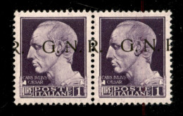 RSI - G.N.R. Brescia - 1943 - Seconda Tiratura - 1 Lira (479/Ihcb - CEI 10/I Varietà) - Coppia Con R A Cavallo - Gomma I - Other & Unclassified