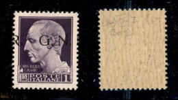 RSI - G.N.R. Brescia - 1943 - 1 Lira (479/hcb) Con Soprastampa Spostata (R A Cavallo) - Gomma Integra - Other & Unclassified