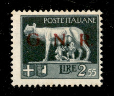 RSI - G.N.R. Brescia - 1943 - Spaziati - 2,55 Lire (483/A) - Gomma Integra - Leggera Piega Verticale Al Centro - Cert. A - Other & Unclassified