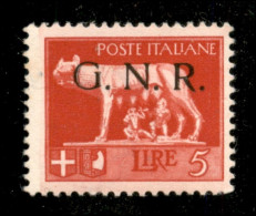 RSI - G.N.R. Brescia - 1943 - GNR Brescia - 5 Lire (485/I) - Gomma Integra - Qualche Lieve Pintino Giallo - Andere & Zonder Classificatie