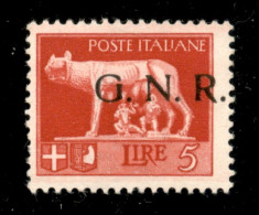 RSI - G.N.R. Brescia - 1943 - 5 Lire (485/Ihcc) Con Soprastampa A Destra - Gomma Integra (1.800) - Andere & Zonder Classificatie