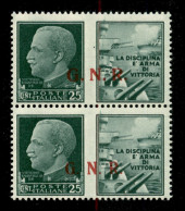 RSI - G.N.R. Brescia - 1943 - 25 Cent Marina (13/I + 13/II) - Coppia Con Le Diverse Soprastampe - Gomma Integra - Raybau - Other & Unclassified