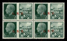 RSI - G.N.R. Brescia - 1943 - 25 Cent Marina (13/II) In Quartina (pos. 34/40) - R Punto Piccolo (13/IIef) In Pos. 35 - G - Other & Unclassified