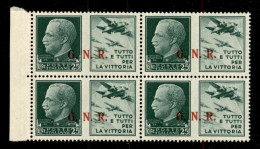 RSI - G.N.R. Brescia - 1943 - 25 Cent Aviazione (15/II) In Quartina - Punto Piccolo Dopo N (ee) In Basso A Sinistra - Go - Autres & Non Classés