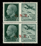 RSI - G.N.R. Brescia - 1943 - Secondo + Terzo Tipo - 25 Cent Aviazione (15/I + 15/II) In Coppia - Gomma Integra (250) - Autres & Non Classés