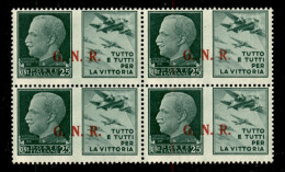 RSI - G.N.R. Brescia - 1943 - 25 Cent Aviazione (15/II) In Quartina (pos. 34/40) - R Punto Piccolo (13/IIef) In Pos. 35  - Andere & Zonder Classificatie