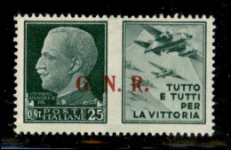 RSI - G.N.R. Brescia - 1943 - 25 Cent Aviazione (15/IIec) Con Punto Grosso Dopo R - Gomma Integra - Autres & Non Classés