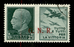 RSI - G.N.R. Brescia - 1943 - 25 Cent Aviazione (15/IIef) Usato - Punto Picco Dopo R - Andere & Zonder Classificatie