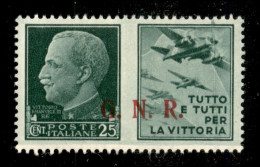 RSI - G.N.R. Brescia - 1943 - GNR Brescia - 25 Cent Aviazione (15/IIIee - Terzo Tipo - Propaganda) - N Con Punto Piccolo - Sonstige & Ohne Zuordnung