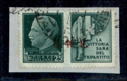 RSI - G.N.R. Brescia - 1943 - 25 Cent Milizia (16/II) Usato Su Frammento - Sonstige & Ohne Zuordnung