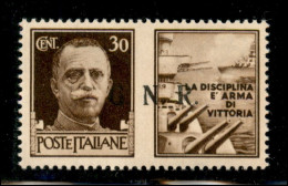 RSI - G.N.R. Brescia - 1943 - 30 Cent Marina (17/IIei) Con Punti Piccoli - Gomma Integra (120) - Other & Unclassified