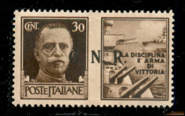 RSI - G.N.R. Brescia - 1943 - 30 Cent Marina (17/IIef) Con Punto Piccolo Dopo R - Gomma Integra (120) - Autres & Non Classés