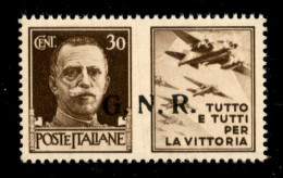 RSI - G.N.R. Brescia - 1943 - 30 Cent Aviazione (19/I) Con N Difettosa (pos. 21) - Gomma Integra - Non Catalogato - Sonstige & Ohne Zuordnung