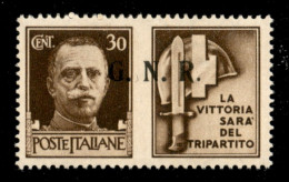 RSI - G.N.R. Brescia - 1943 - 30 Cent Milizia (20/IIef) Con Punto Piccolo Dopo R - Gomma Originale - Sonstige & Ohne Zuordnung