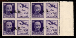 RSI - G.N.R. Brescia - 1943 - 50 Cent Aviazione (23/II) In Quartina (pos. 34/40) Bordo Foglio - Punto Piccolo Dopo R (ef - Autres & Non Classés