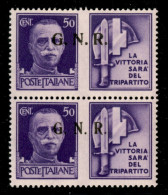 Delcampe - RSI - G.N.R. Brescia - 1943 - Secondo + Terzo Tipo - 50 Cent Milizia (24/I + 24/II) In Coppia - Posizioni 72 + 77 - Gomm - Sonstige & Ohne Zuordnung