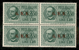 RSI - G.N.R. Brescia - 1943 - 1,25 Lire (19/II) In Quartina - Punto Piccolo Dopo R (19/IIIk) In Basso A Destra - Gomma I - Autres & Non Classés