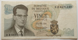 1964 *Belgio 20 Franchi "Re Baldovino I" (p138)  VF  (B/78 - 20 Francos