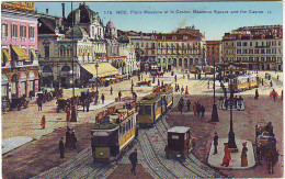 CPA 115 NICE Place Massena Et Casino - Tramways Voiture Calèche Très Animée - Squares