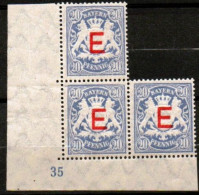 BAYERN, ALTDEUTSCHLAND ,1908 , DIENSTMARKE MI D4, 3er BLOCK Mit BLATTNUMMER , POSTFRISCH, NEUF, - Neufs