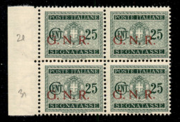 RSI - G.N.R. Brescia - 1943 - 25 Cent (50/I) In Quartina - Gomma Integra (120+) - Altri & Non Classificati