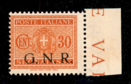 RSI - G.N.R. Brescia - 1943 - 30 Cent (51/Ib - Varietà) - Soprastampa In Basso A Destra - Gomma Integra - Autres & Non Classés