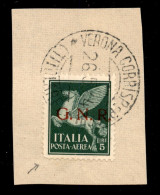 RSI - G.N.R. Verona - 1944 - 5 Lire (123) Usato A Verona (Titolare) Su Frammento - Angolo Inferiore Sinistro Arrotondato - Other & Unclassified