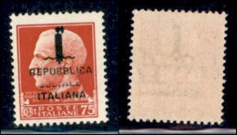 RSI - Provvisori - 1944 - 75 Cent (494ma) - Sociale Parziale (male Impresso) - Gomma Integra - Sonstige & Ohne Zuordnung