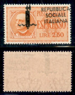 RSI - Provvisori - 1944 - 2,50 Lire (22ha) Con Soprastampa Obliqua - Gomma Integra - Autres & Non Classés
