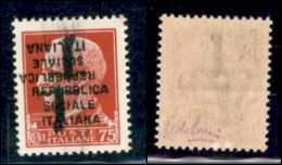 RSI - Provvisori - 1944 - 75 Cent (494c) Con Doppia Soprastampa (una Capovolta) - Pos. 29/72 - Gomma Integra - Andere & Zonder Classificatie