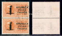 RSI - Provvisori - 1944 - 2,50 Lire (22) - Coppia Verticale (pos. 42/47) Usata - Autres & Non Classés