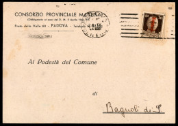 RSI - Provvisori - 30 Cent (492E) Con Fascio Rosso Arancio - Cartolina Da Padova A Bagnoli Del 24.9.1944 - Other & Unclassified