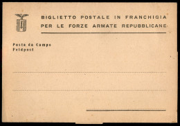 RSI - Definitivi - 1943 - Posta Da Campo - Biglietto Postale In Franchigia (5B) - Nuovo (senza Bordi Laterali) - Andere & Zonder Classificatie