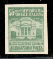 RSI - Definitivi - 1945 - Volta - 50 Cent Verde Giallo (Unificato 513A - Carta Bianca) Non Dentellato - Gomma Integra - Other & Unclassified