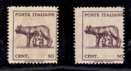 Luogotenenza - 1943 - 50 Cent (515d) Stampa Recto Verso Con Retro Spostato (300) - Sonstige & Ohne Zuordnung