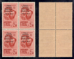 C.L.N. - Imperia - 1945 - 2,50 Lire Bandiera (15) In Quartina - Gomma Integra (160+) - Other & Unclassified
