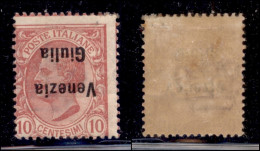 Occupazioni I Guerra Mondiale - Venezia Giulia - 1918 - 10 Cent (22a) Con Soprastampa Capovolta - Gomma Originale Con Li - Sonstige & Ohne Zuordnung