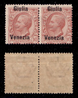 Occupazioni I Guerra Mondiale - Venezia Giulia - 1918 - 10 Cent Leoni (22d) - Coppia Orizzontale Con Soprastampe Inverti - Other & Unclassified