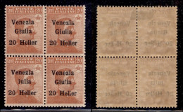 Occupazioni I Guerra Mondiale - Venezia Giulia - 1919 - 20 Heller Su 20 Cent (31ca) Senza G In Blocco Con Tre Normali (n - Otros & Sin Clasificación