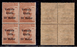 Occupazioni I Guerra Mondiale - Venezia Giulia - 1919 - 20 Heller Su 20 Cent (31ca) Senza G In Blocco Con Tre Normali (n - Other & Unclassified