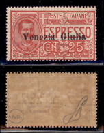 Occupazioni I Guerra Mondiale - Venezia Giulia - 1919 - 25 Cent Espressi (1) - Gomma Originale Con Lieve Traccia Di Ling - Other & Unclassified