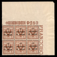 Occupazioni I Guerra Mondiale - Trento E Trieste - 1919 - 2 Cent Su 2 (2) - Blocco Angolare Di 6 Con Numero Di Tavola (9 - Autres & Non Classés