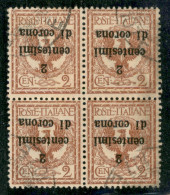 Occupazioni I Guerra Mondiale - Trento E Trieste - 1919 - 2 Cent Su 2 Cent Floreale (2 A) - Quartina - Soprastampa Capov - Otros & Sin Clasificación