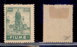 Occupazioni I Guerra Mondiale - Fiume - 1919 - 20 Cent (C 37) - Gomma Originale (120) - Sonstige & Ohne Zuordnung