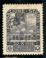 Occupazioni I Guerra Mondiale - Fiume - 1919 - 10 Corone Pro Fondazione Studio (73) - Gomma Originale - Autres & Non Classés